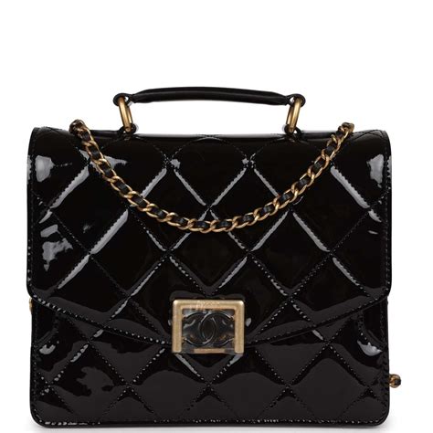 chanel accordion patent leather bag|Chanel Accordion Pushlock Top Handle Flap Bag .